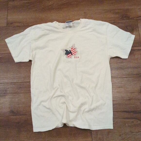 VTG MC Energy Butterfly USA Women's Large Shirt Floral Nature America USA Y2K - Picture 1 of 7